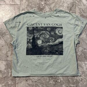 Mighty Fine Brand Women’s “ The Stary Night “ Cropped T Shirt Large